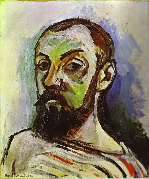SelfPortrait dans un TShirt rayé 1906 fauvisme abstrait Henri Matisse Peintures à l'huile